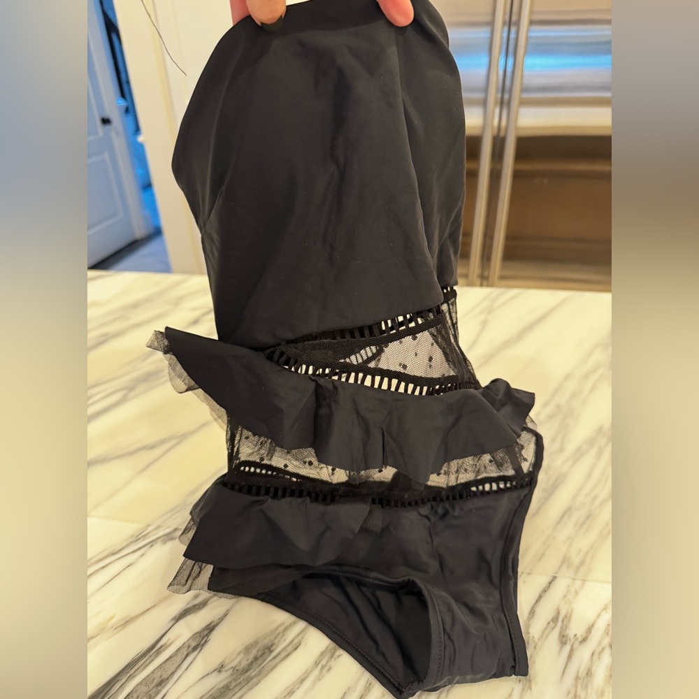 Zimmermann size s one piece swim with sheer cut out design and ruffle